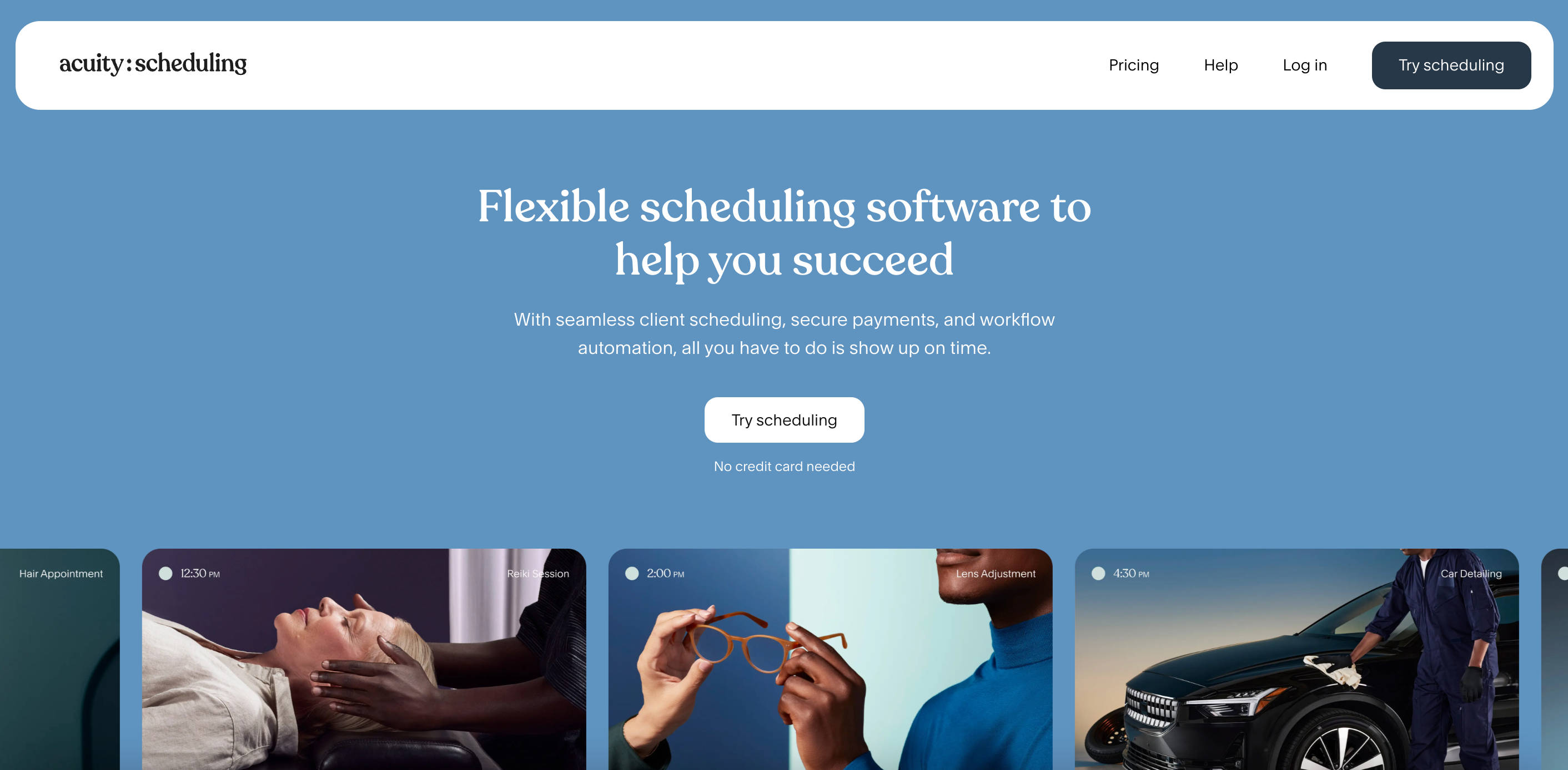 Acuity Scheduling Home Page